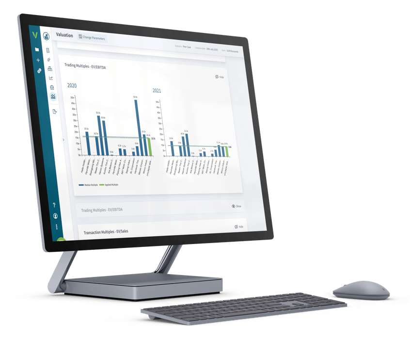 Valuticos technologiegestützte Bewertungsplattform auf einem Desktop-Computer